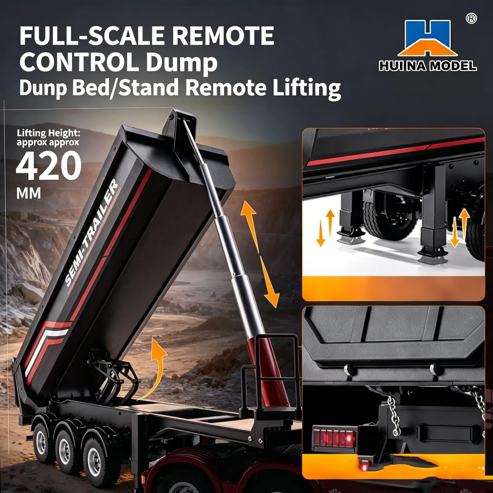HUINA 1509 1/18 19CH Półprzycz – Dump Truck Toy recenzja i cena